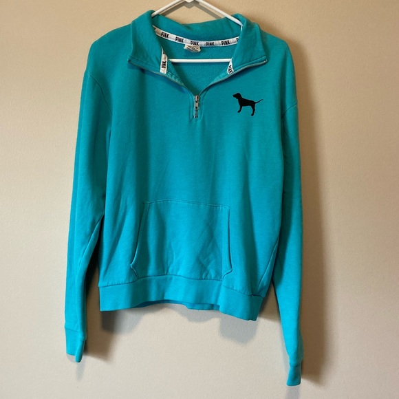 PINK Victoria Secret Blue Quarter Zip XSmall - Picture 2 of 8